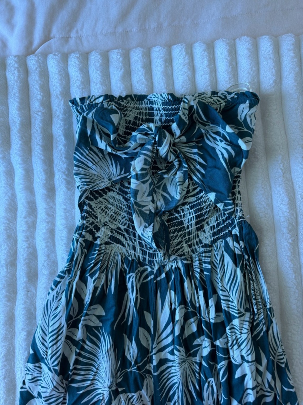 Patrons of Peace Hacienda Teal Tropical Strapless Jumpsuit - Picture 4 of 7